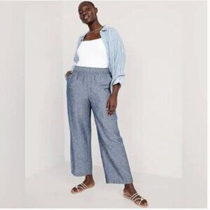NWT Old Navy High Waisted Linen Blend Cropped Straight Leg Pants Size 3X XXL